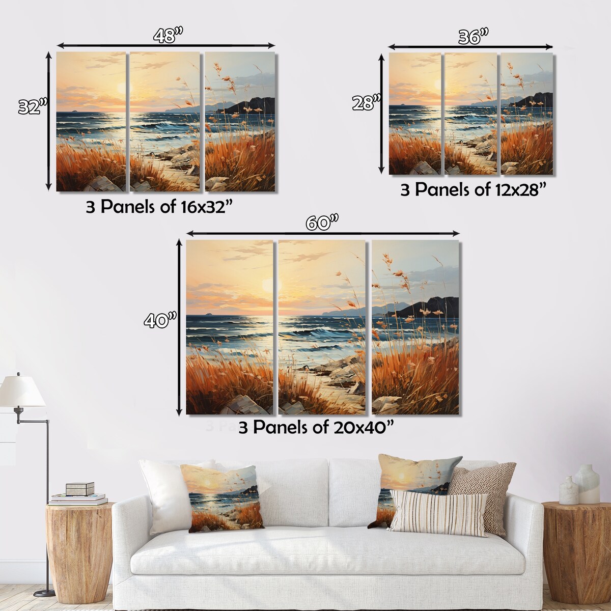 Designart "Beach Breeze Pointillism III" Nautical & Beach Metal Wall Décor Set