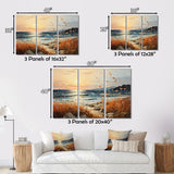 Designart "Beach Breeze Pointillism III" Nautical & Beach Metal Wall Décor Set