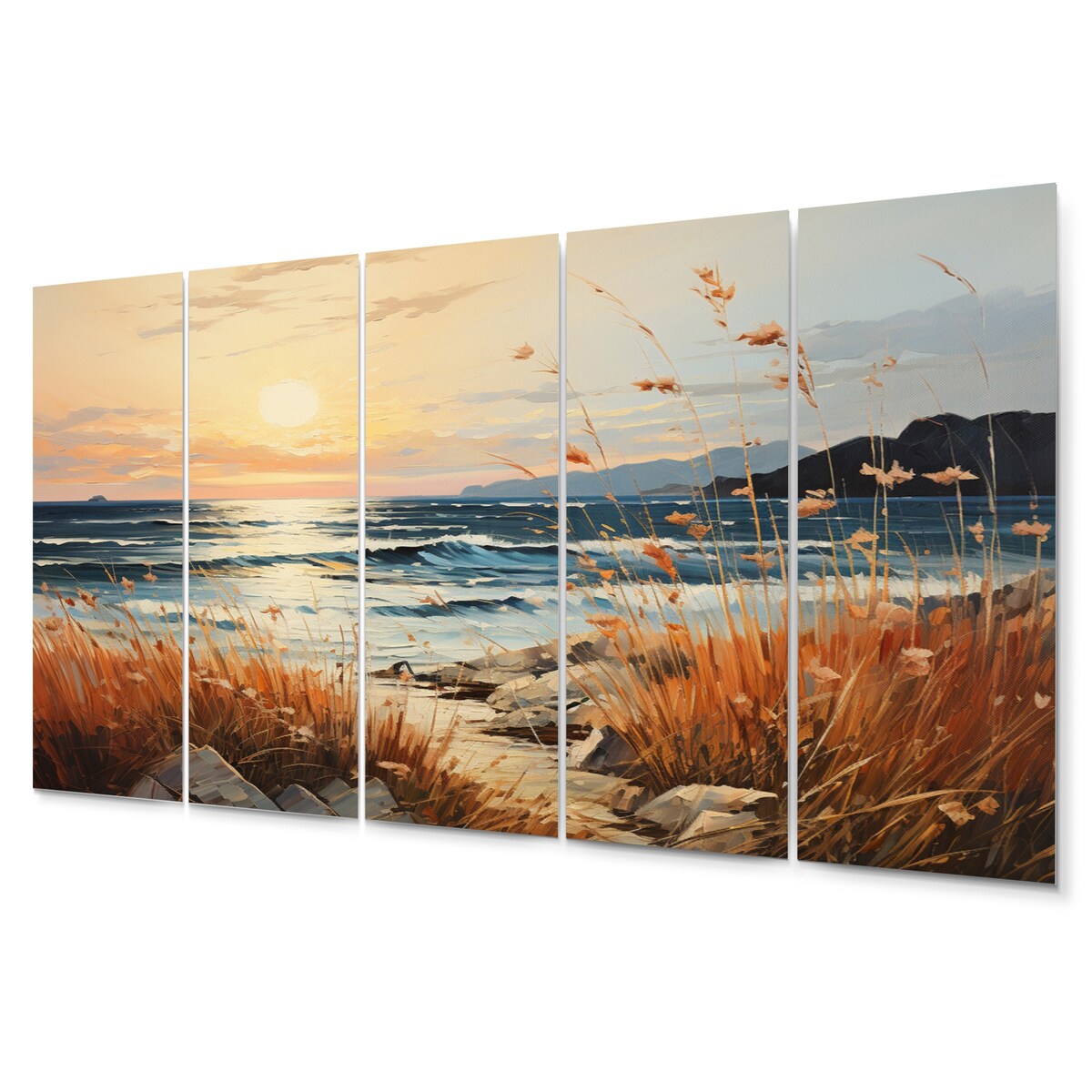 Designart "Beach Breeze Pointillism III" Nautical & Beach Metal Wall Décor Set