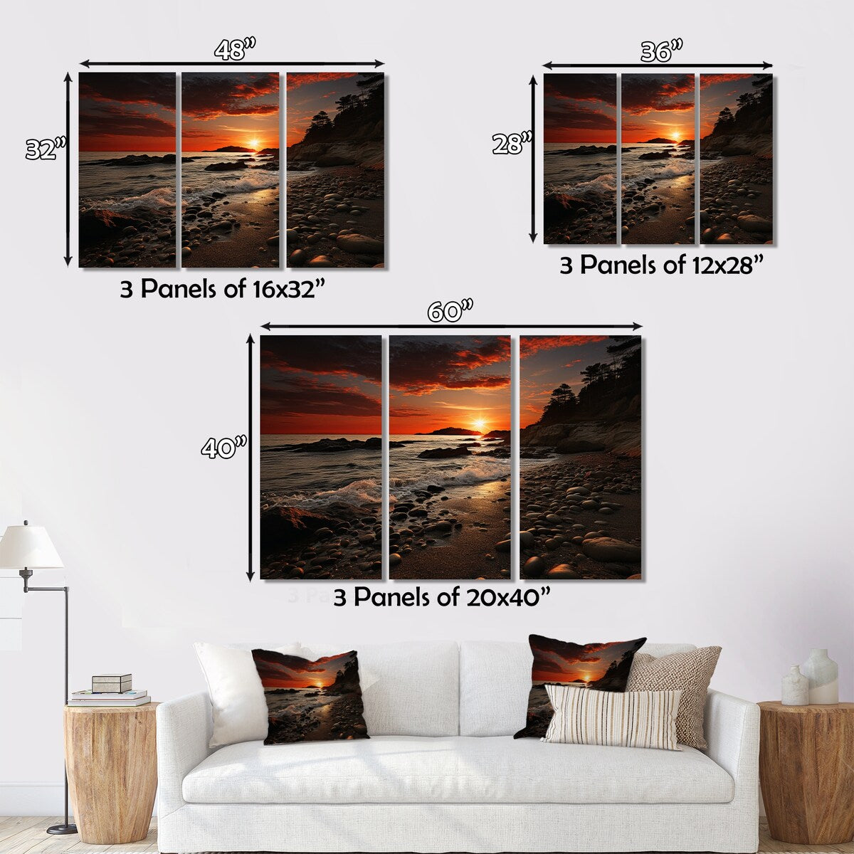 Designart "Beach Dramatic Horizon" Nautical & Beach Metal Wall Art Set