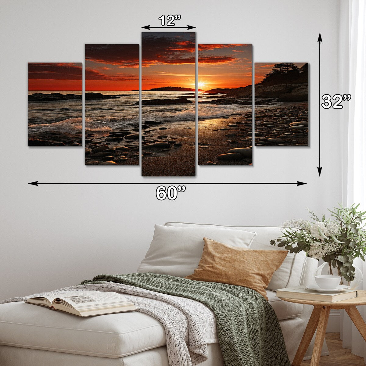 Designart "Beach Dramatic Horizon" Nautical & Beach Metal Wall Art Set
