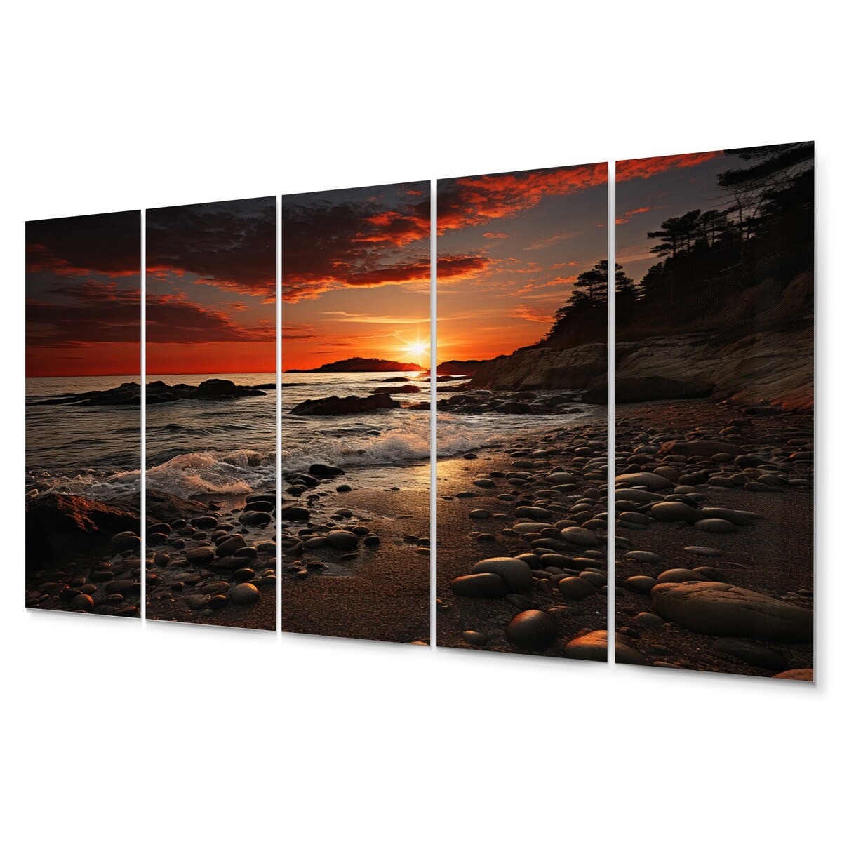 Designart "Beach Dramatic Horizon" Nautical & Beach Metal Wall Art Set