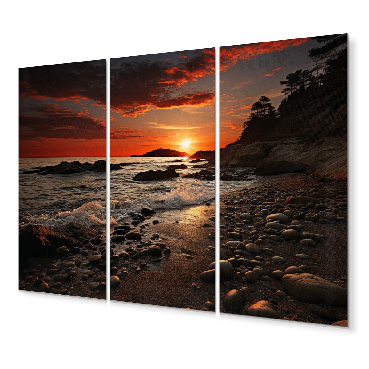 Designart "Beach Dramatic Horizon" Nautical & Beach Metal Wall Art Set