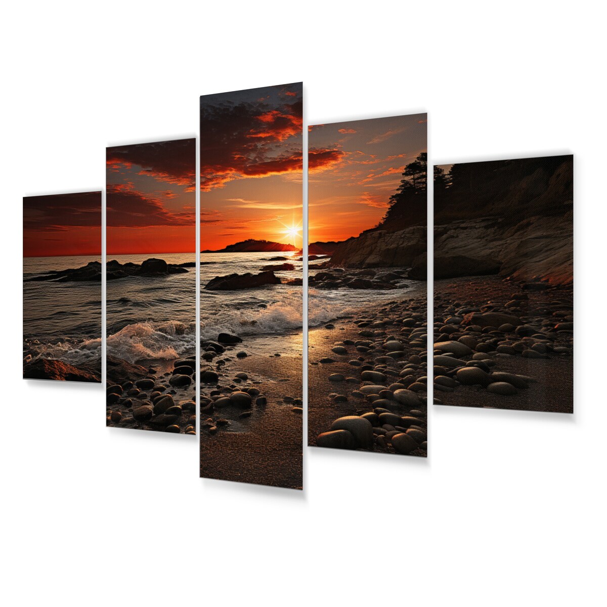 Designart "Beach Dramatic Horizon" Nautical & Beach Metal Wall Art Set