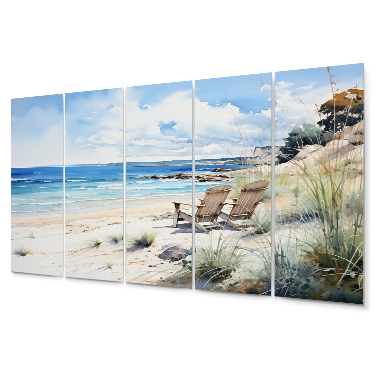 Designart "Beach Ocean Seaside Serenity II" Nautical & Beach Art Living Room Set