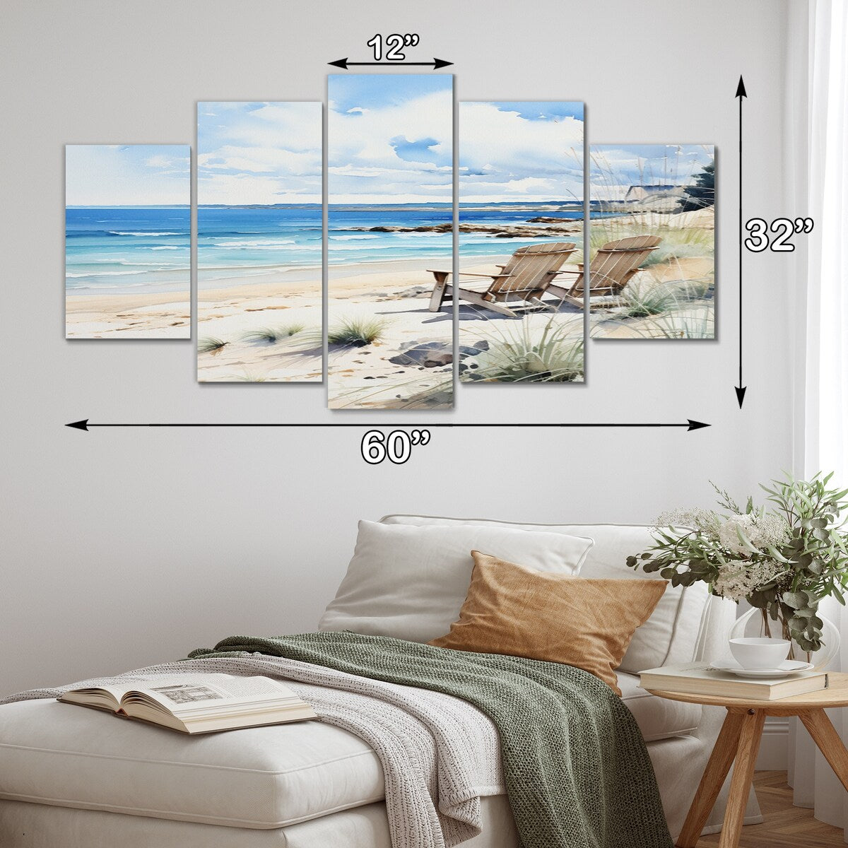 Designart "Beach Ocean Seaside Serenity II" Nautical & Beach Art Living Room Set