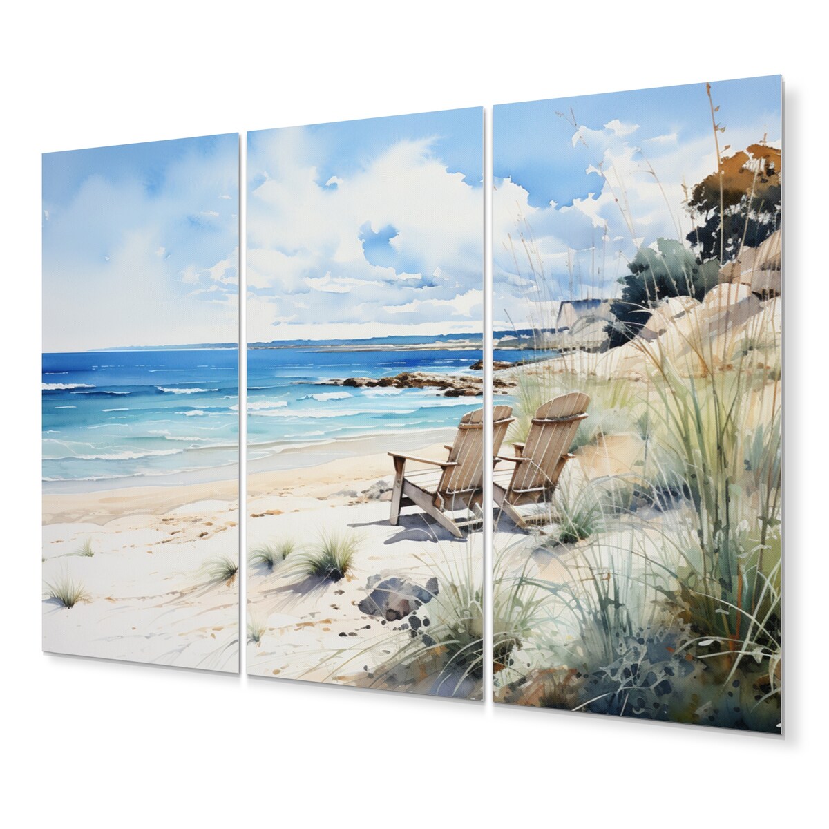 Designart "Beach Ocean Seaside Serenity II" Nautical & Beach Art Living Room Set