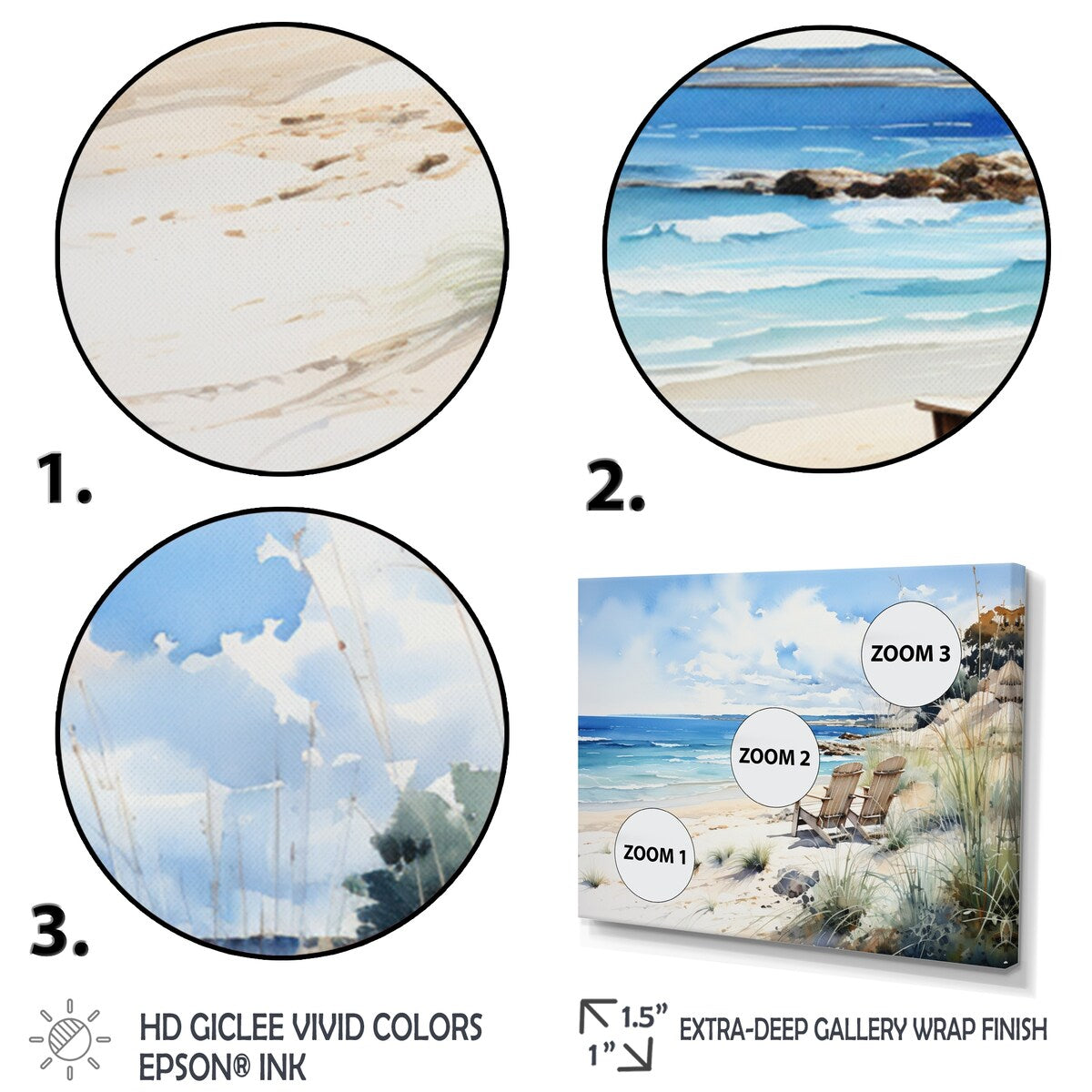 Designart "Beach Ocean Seaside Serenity II" Nautical & Beach Art Living Room Set