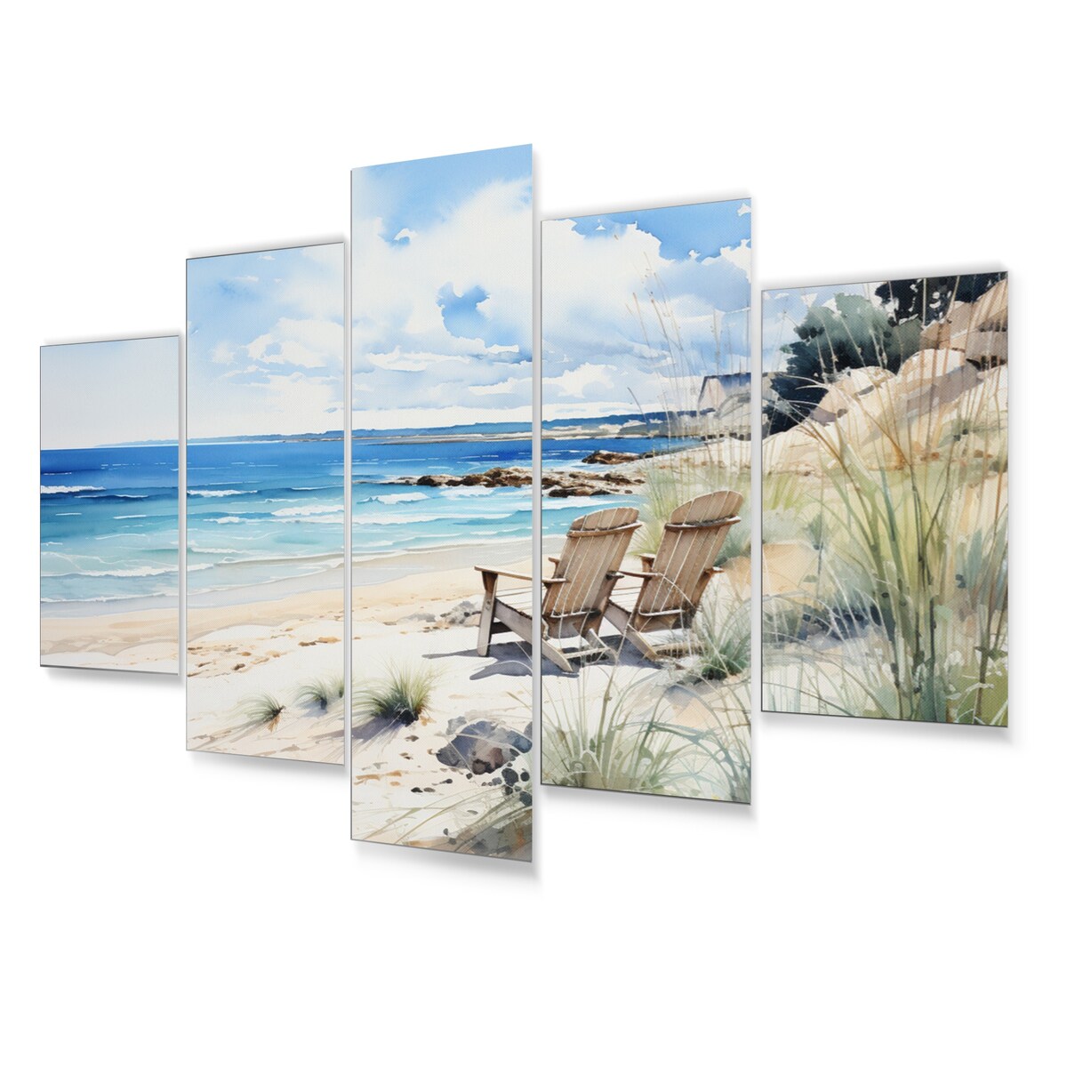 Designart "Beach Ocean Seaside Serenity II" Nautical & Beach Art Living Room Set