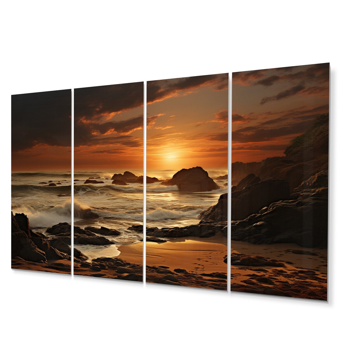 Designart "Beach Photo Golden Sands VIII" Nautical & Beach Metal Wall Art Set