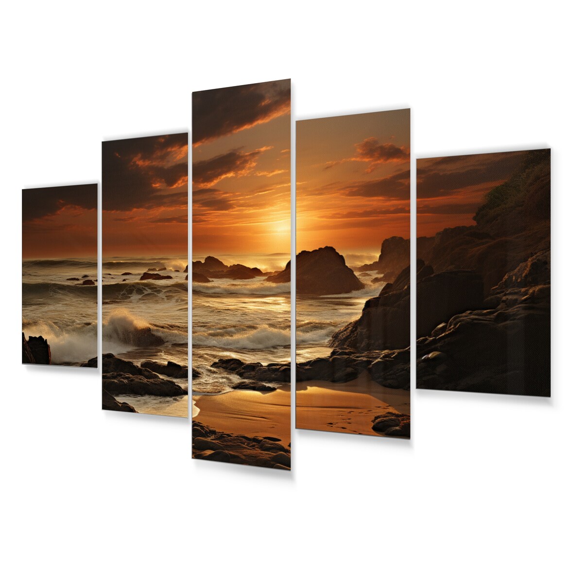 Designart "Beach Photo Golden Sands VIII" Nautical & Beach Metal Wall Art Set