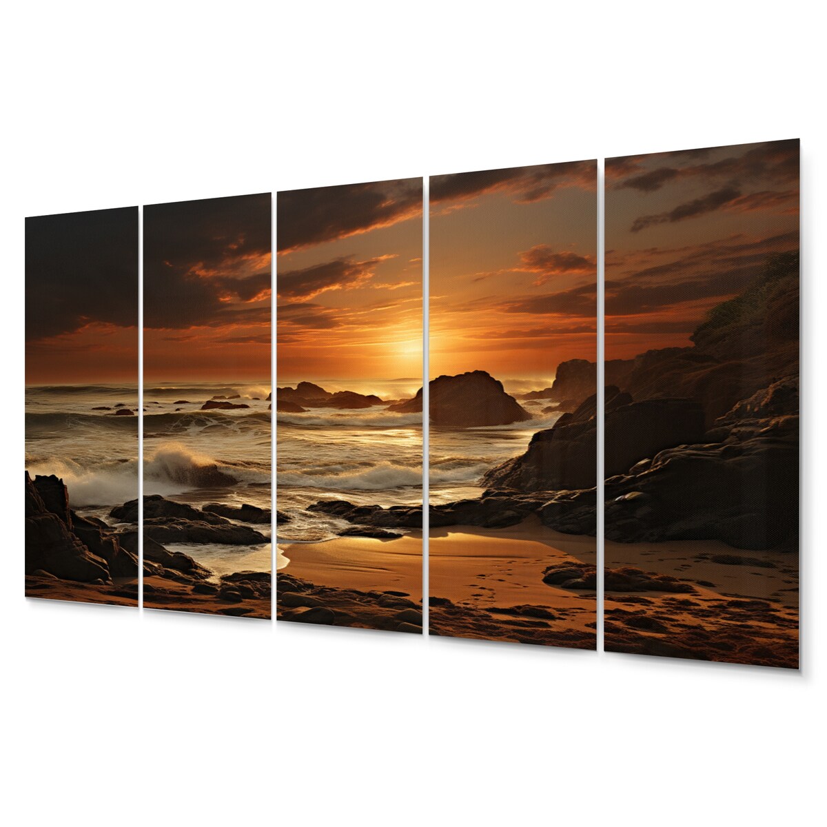 Designart "Beach Photo Golden Sands VIII" Nautical & Beach Metal Wall Art Set