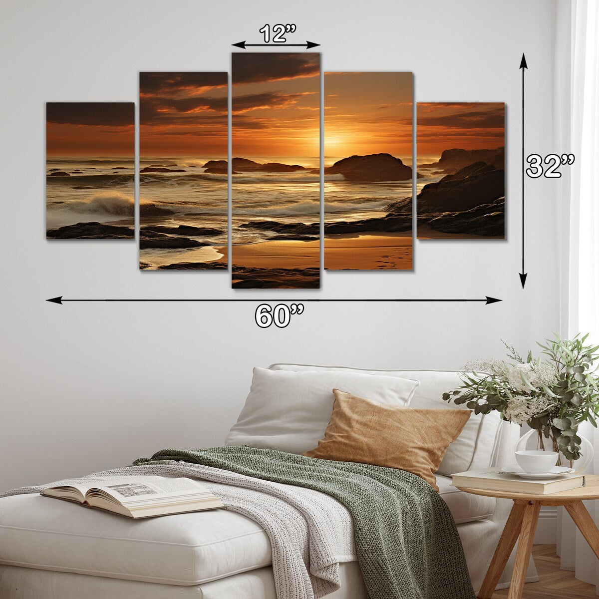 Designart "Beach Photo Golden Sands VIII" Nautical & Beach Metal Wall Art Set