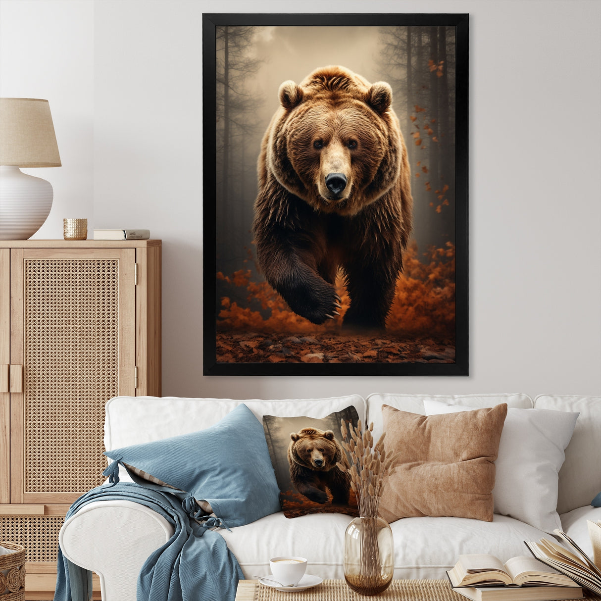 Designart "Bear Wild Majesty Bear I" Animals Bear Framed Canvas Art Print