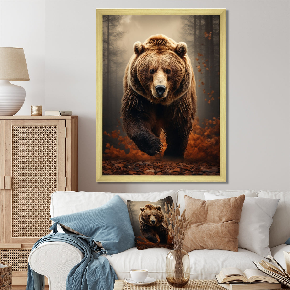 Designart "Bear Wild Majesty Bear I" Animals Bear Framed Canvas Art Print