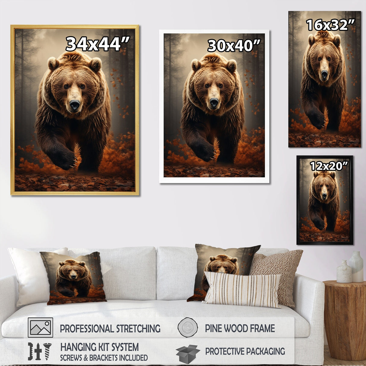 Designart "Bear Wild Majesty Bear I" Animals Bear Framed Canvas Art Print
