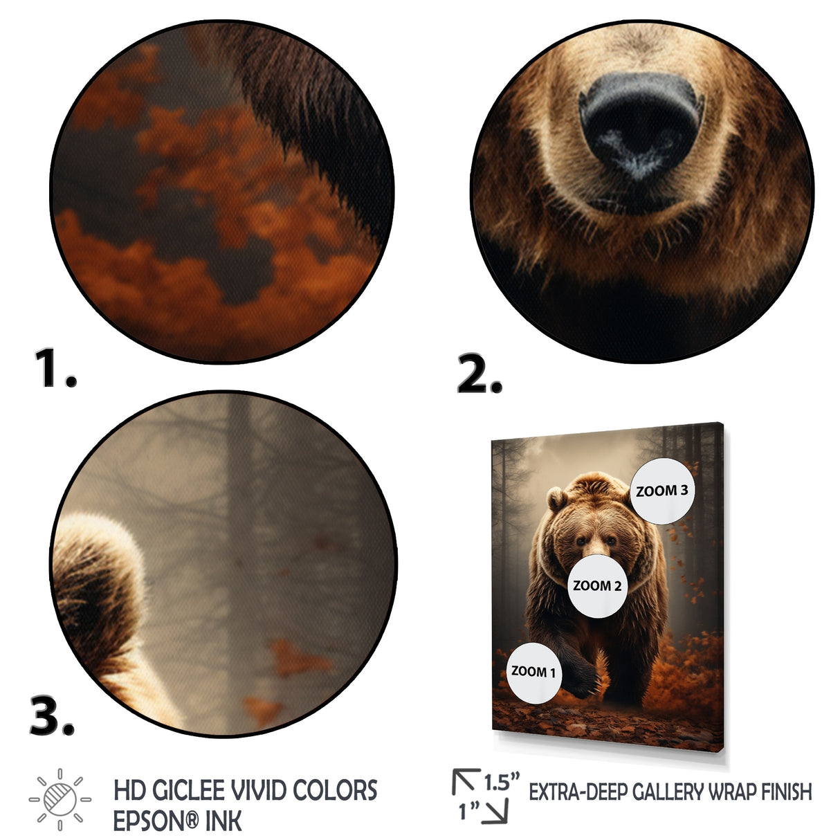 Designart "Bear Wild Majesty Bear I" Animals Bear Framed Canvas Art Print
