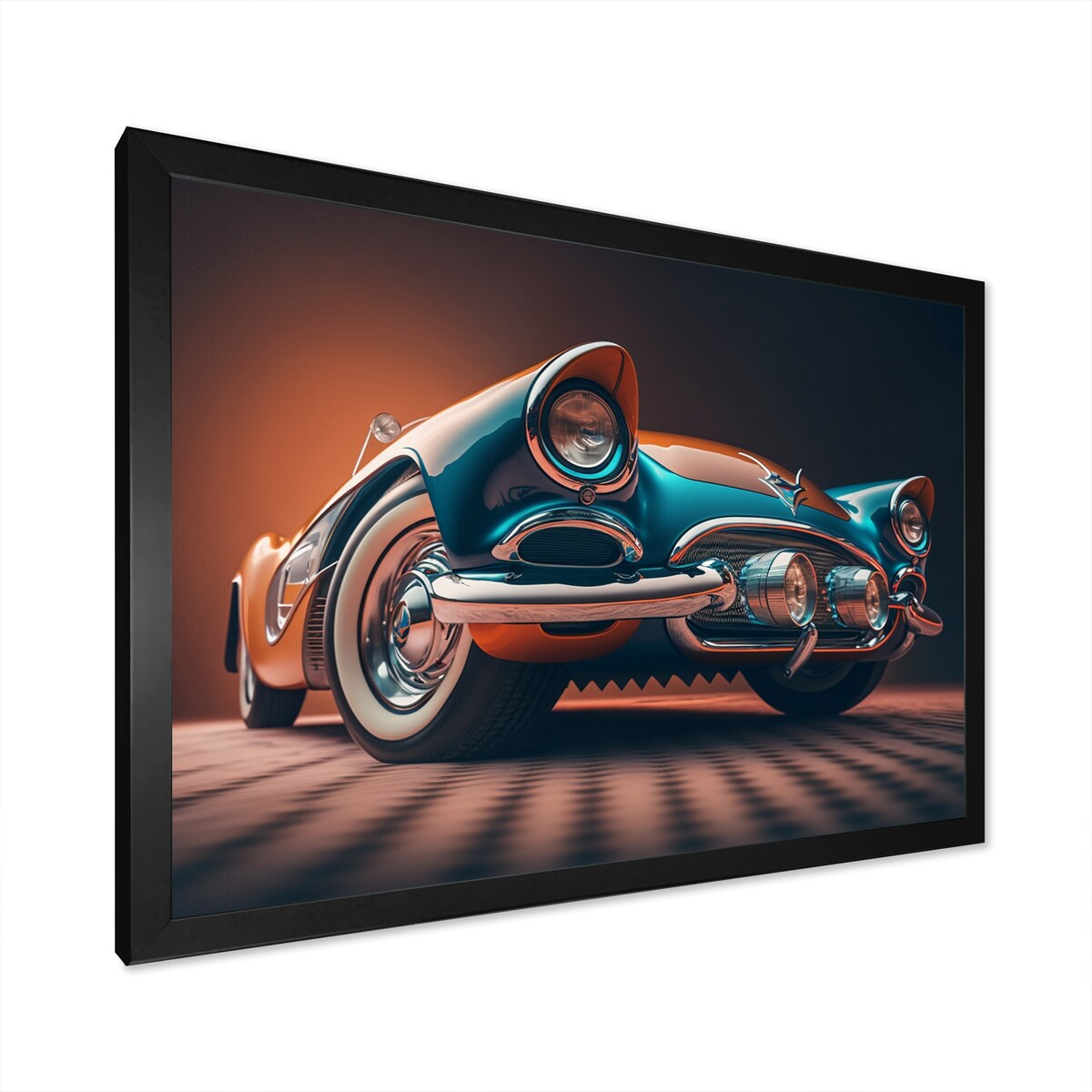 Designart "Beautiful Vintage Car In Retro Colors V" Retro Car Framed Art Print