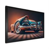 Designart "Beautiful Vintage Car In Retro Colors V" Retro Car Framed Art Print