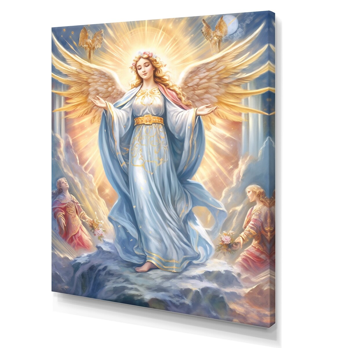 Designart "Beautiful Virgin Of Peace Praying In Heaven III" Religious Portrait Wall Art