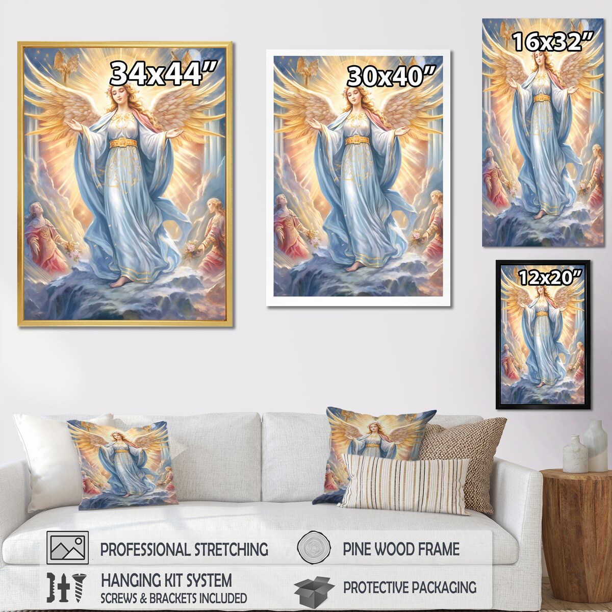 Designart "Beautiful Virgin Of Peace Praying In Heaven III" Religious Portrait Wall Art