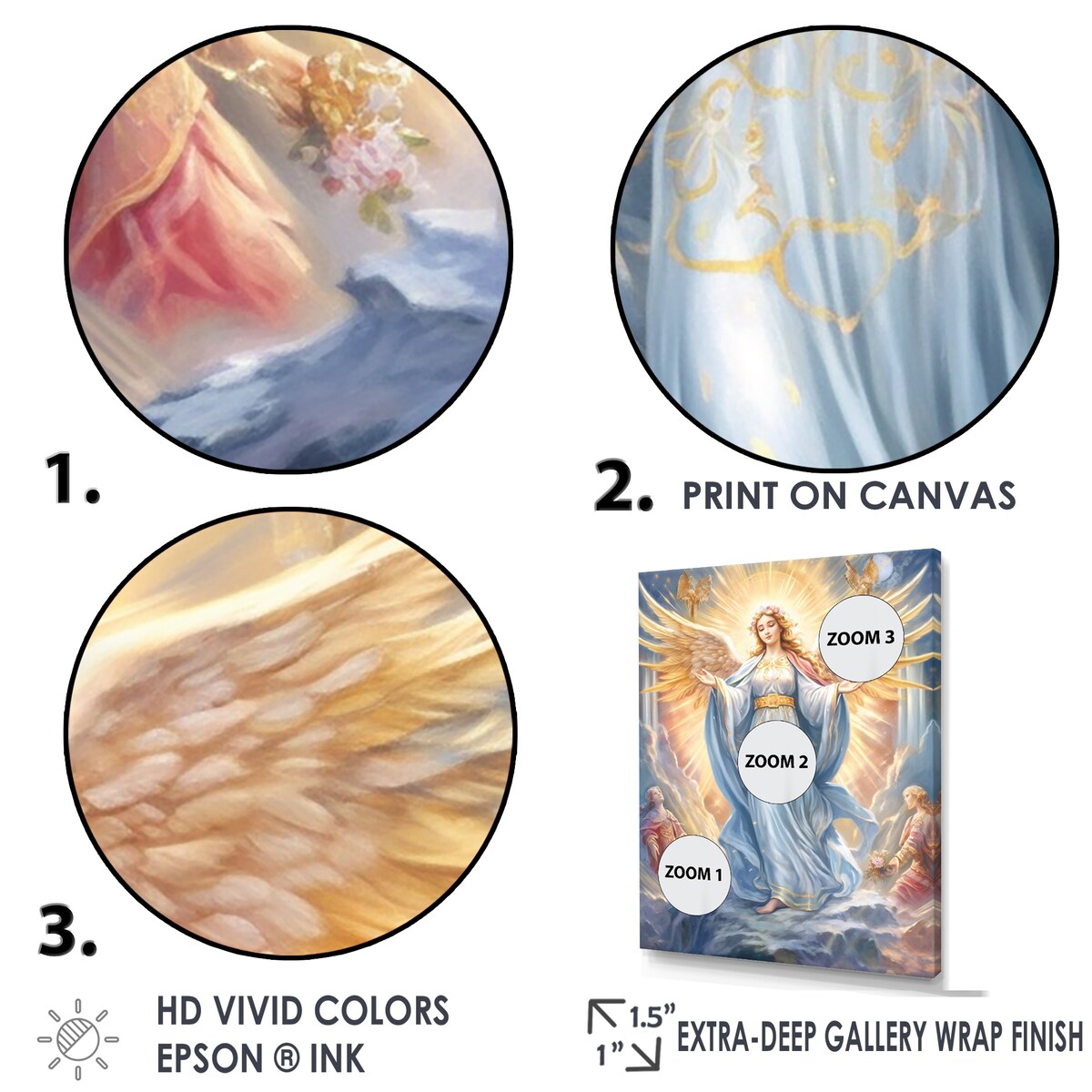 Designart "Beautiful Virgin Of Peace Praying In Heaven III" Religious Portrait Wall Art