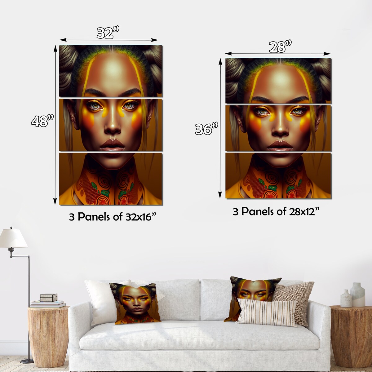 Designart "Beautiful Woman In Tropical Fashion III" Fashion Woman Canvas Art Print - 3 Panels