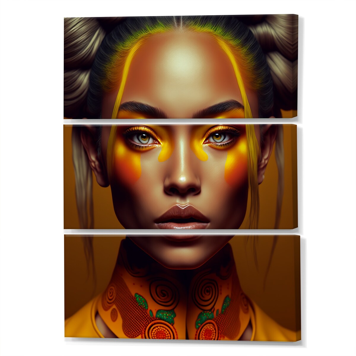 Designart "Beautiful Woman In Tropical Fashion III" Fashion Woman Canvas Art Print - 3 Panels