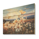 Designart "Beautify Lilies Field On Mountains I" Flowers Wood Wall Art - Traditional Wood Panel On Natural Pine Wood