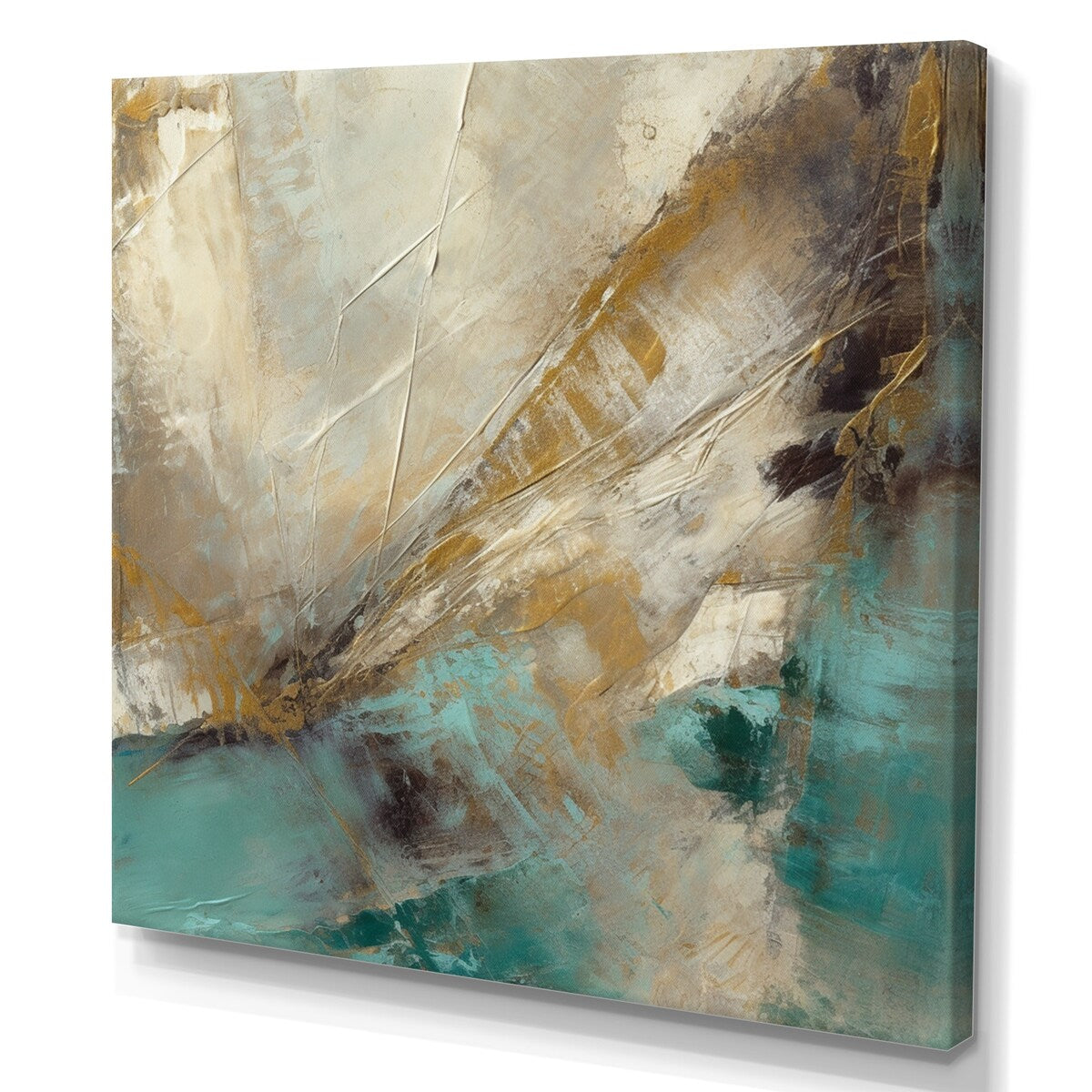 Designart "Beige And Green Forms In Painting I" Abstract Painting Canvas Prints