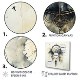 Designart "Beige And Grey Dreams Keepers I" Dream catcher Framed Wall Art Prints