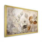 Designart "Beige Botanical Impressions III" Abstract Botanicals Framed Canvas Art Print