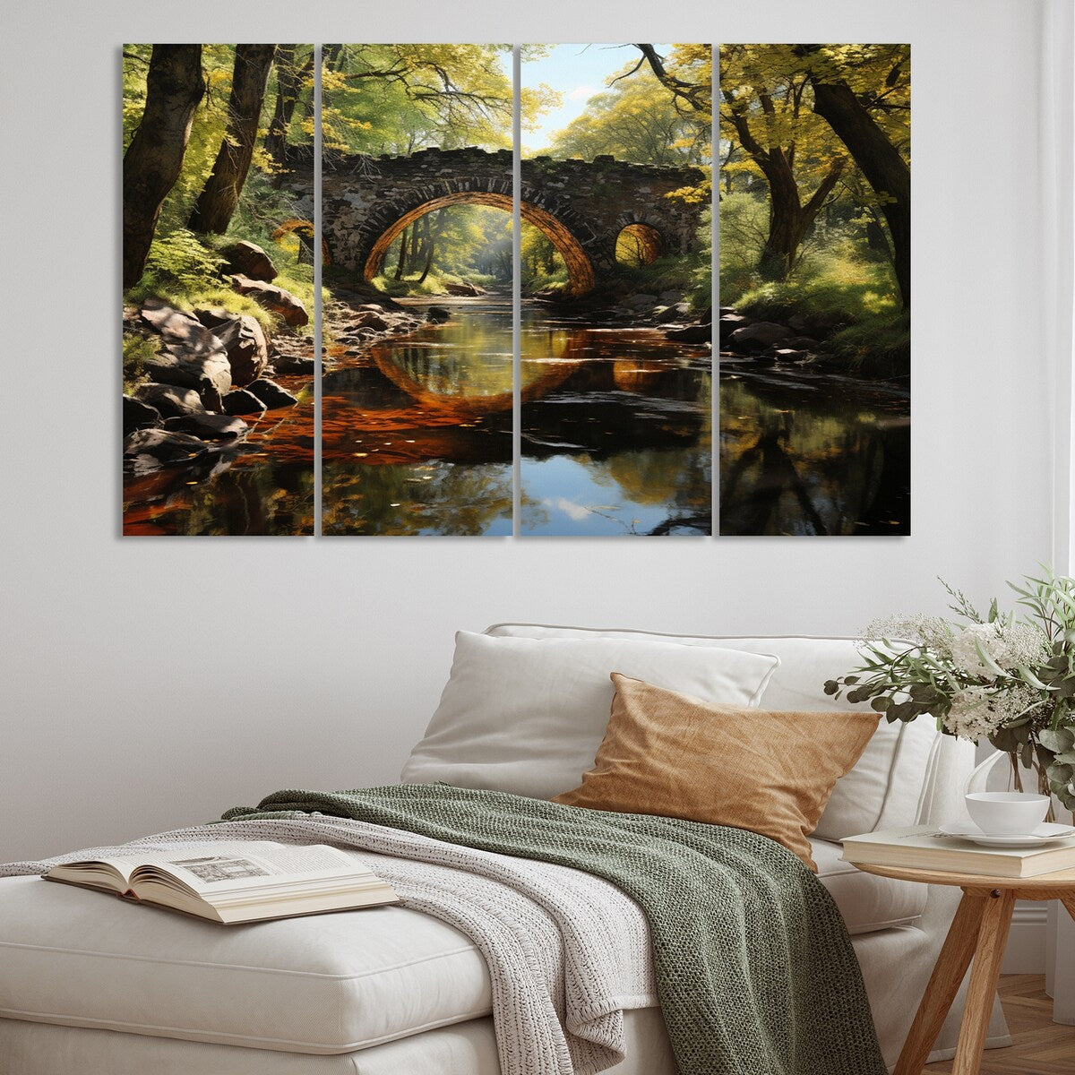 Designart "Beige Bridge Whispers Of History II" Architecture Metal Art Print Set