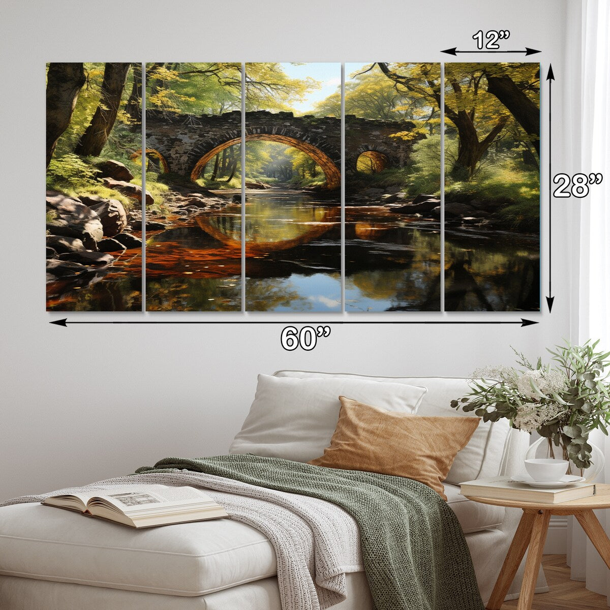 Designart "Beige Bridge Whispers Of History II" Architecture Metal Art Print Set