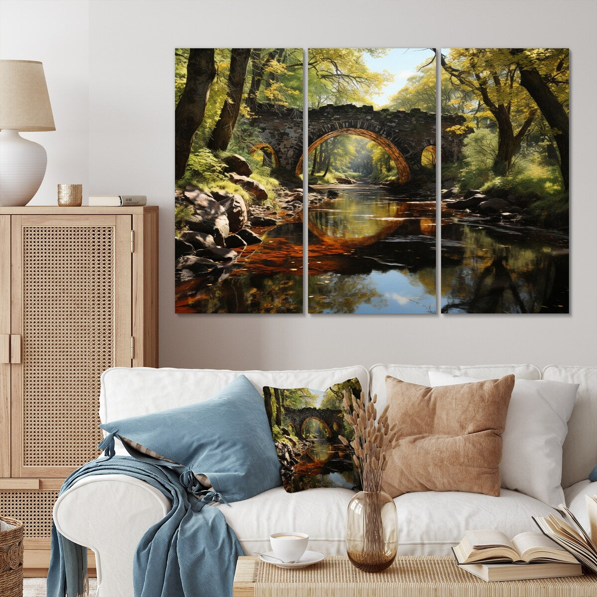 Designart "Beige Bridge Whispers Of History II" Architecture Metal Art Print Set