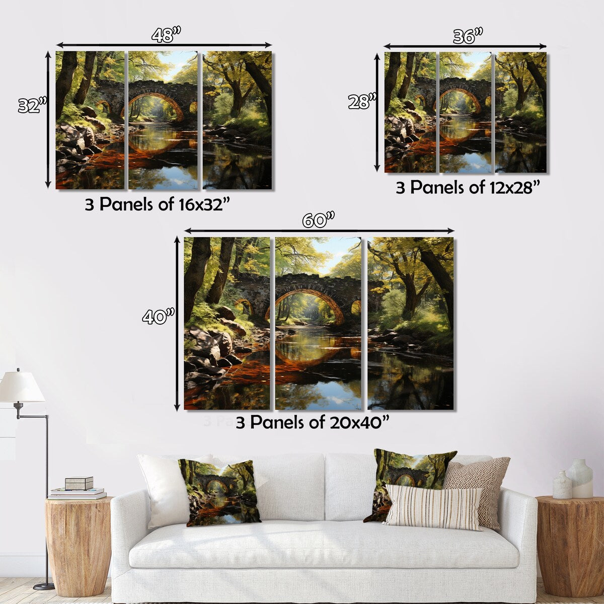 Designart "Beige Bridge Whispers Of History II" Architecture Metal Art Print Set