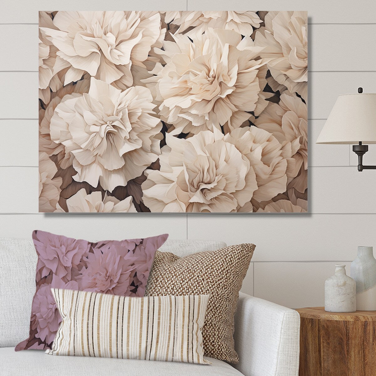 Designart "Beige Carnations Arrangement III" Carnations Wall Art