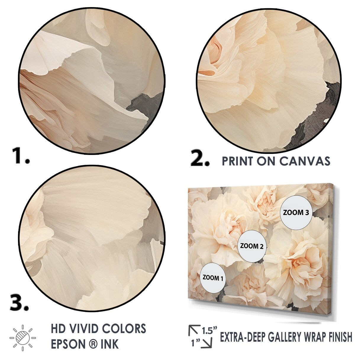 Designart "Beige Carnations Arrangement V" Carnations Wall Art