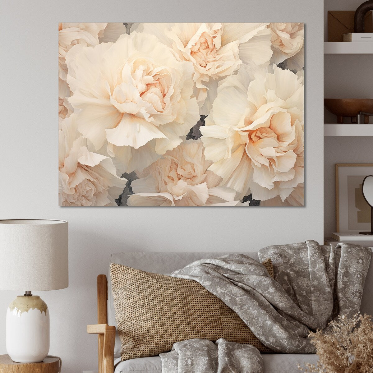 Designart "Beige Carnations Arrangement V" Carnations Wall Art