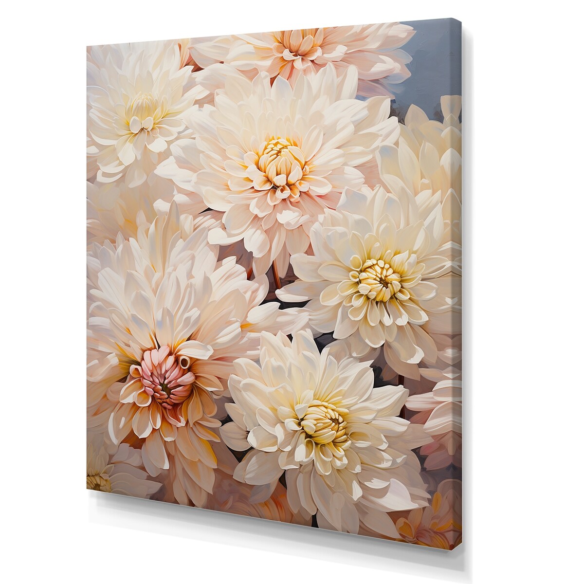 Designart "Beige Chrysanthemums Dream Collage" Chrysanthemums Wall Art