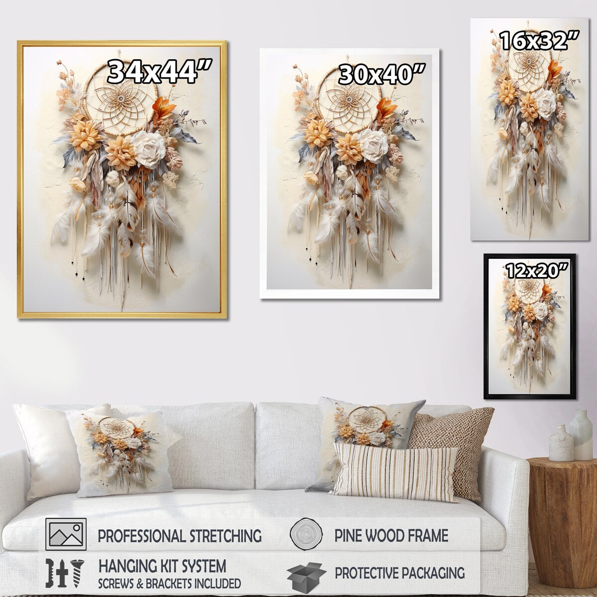 Designart "Beige Enchanting Dreamcatcher I" Dream Catcher Wall Art