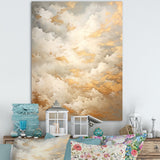 Designart "Beige Gold Minimalism Clouds IV" Clouds Wall Art