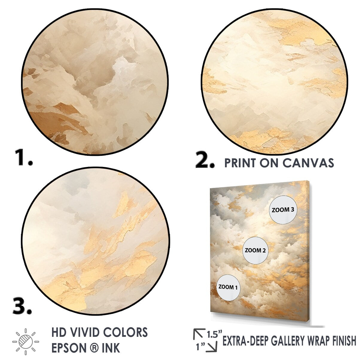 Designart "Beige Gold Minimalism Clouds IV" Clouds Wall Art
