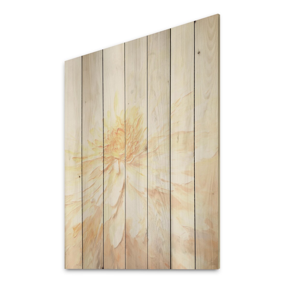 Designart "Beige Marigold Dreams I" Marigold Wood Wall Decor - Traditional Beige Wood Panel On Natural Pine Wood