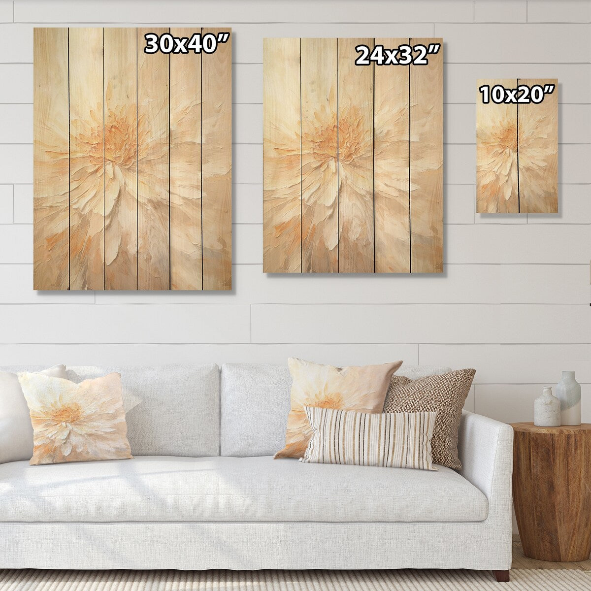 Designart "Beige Marigold Dreams I" Marigold Wood Wall Decor - Traditional Beige Wood Panel On Natural Pine Wood