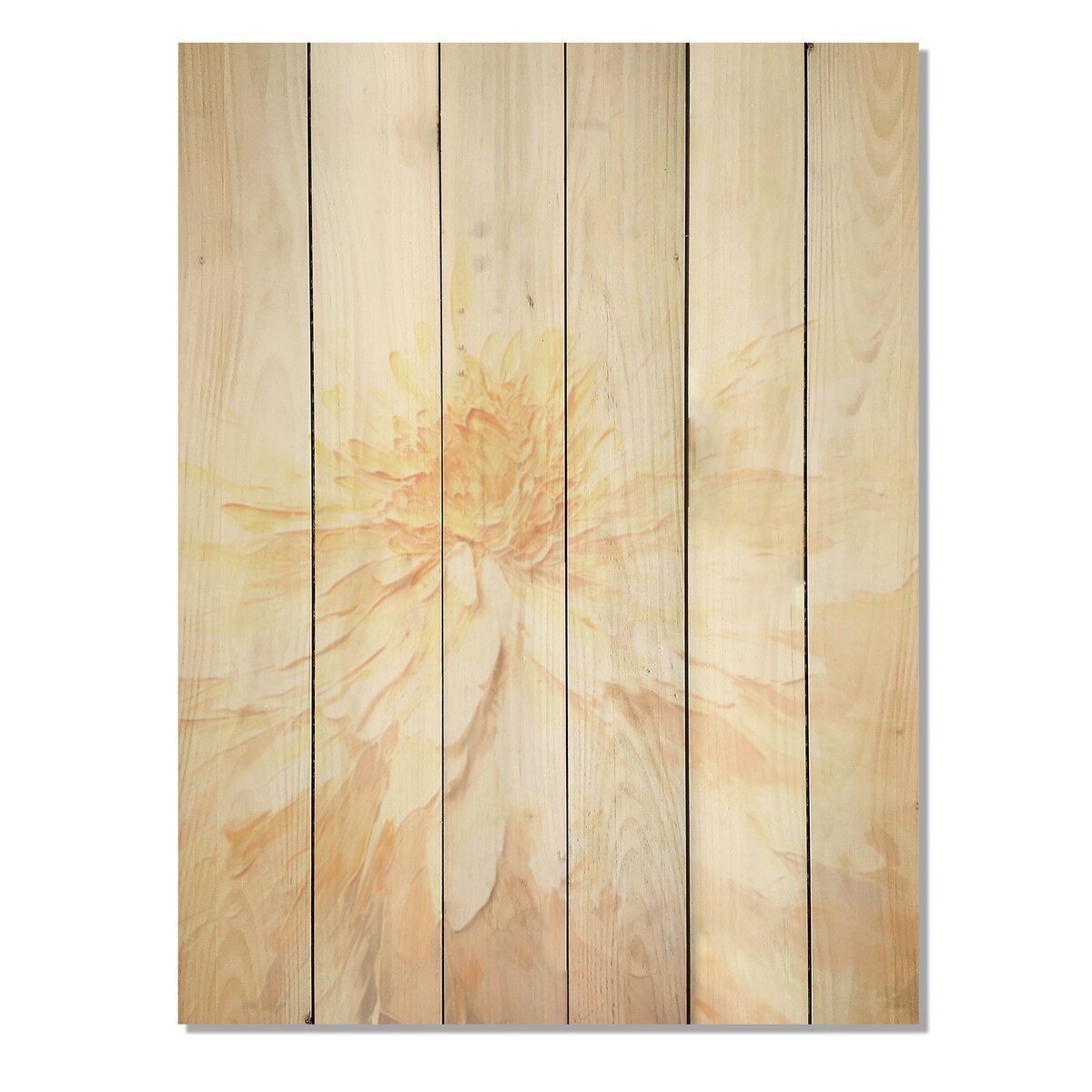 Designart "Beige Marigold Dreams I" Marigold Wood Wall Decor - Traditional Beige Wood Panel On Natural Pine Wood