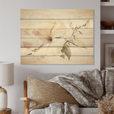 Designart "Beige Minimalism Hibiscus Wonder I" Hibiscus Wood Wall Decor - Traditional Wood Panel On Natural Pine Wood