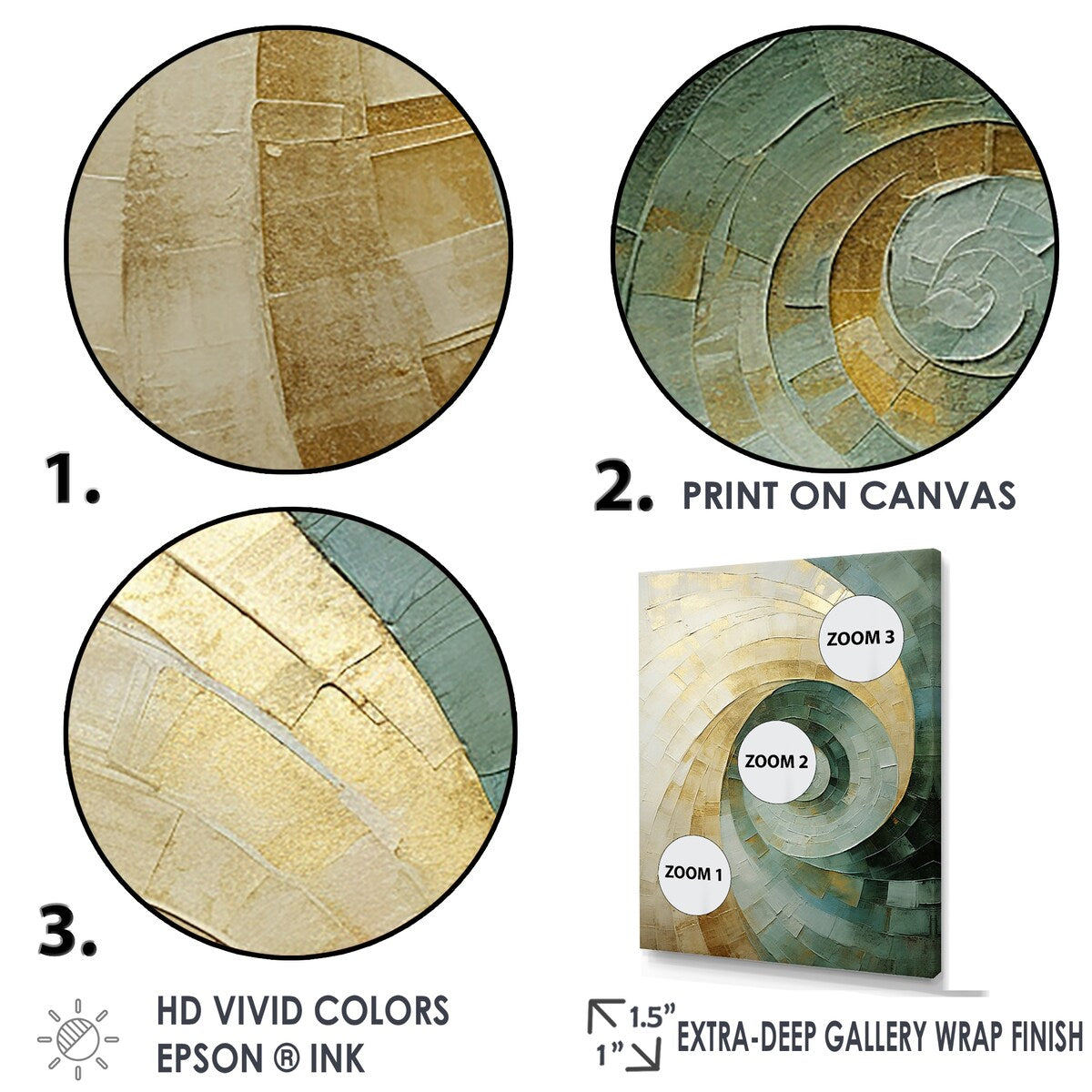 Designart "Beige Minimalism Spiral Poteries " Abstract Spirals Framed Canvas Wall Art