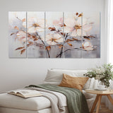 Designart "Beige Minimalist Blossoms I" Abstract Botanicals Metal Wall Décor Set