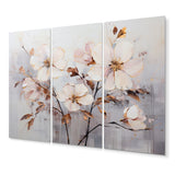 Designart "Beige Minimalist Blossoms I" Abstract Botanicals Metal Wall Décor Set